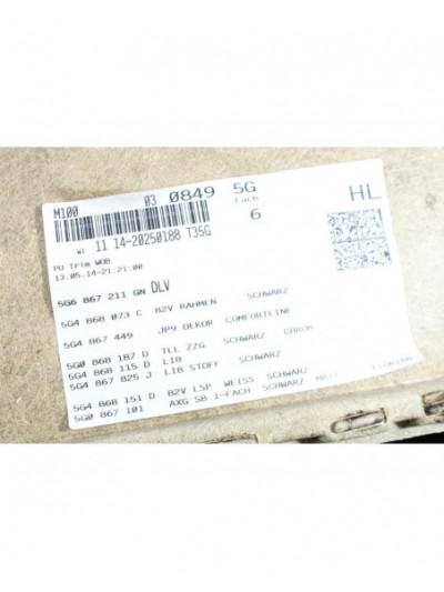 Guarnecido puerta trasera izquierda VOLKSWAGEN GOLF VII 1.6 TDI 2020