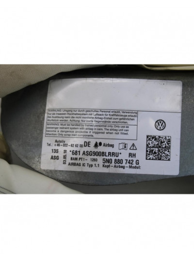Recambio de airbag cortina delantero derecho para volkswagen tiguan (5n1) advance referencia OEM IAM 5N0880742G