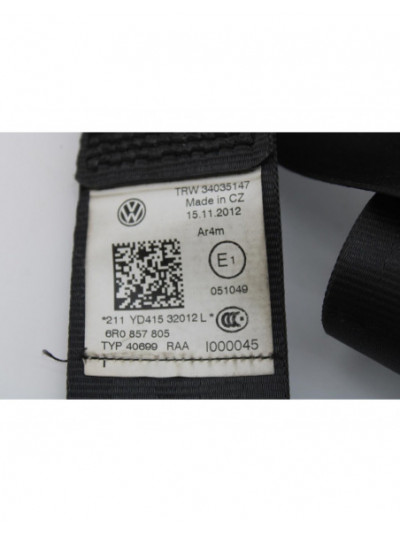 Recambio de cinturon seguridad trasero izquierdo para volkswagen polo (6r1) advance referencia OEM IAM 6R0857805