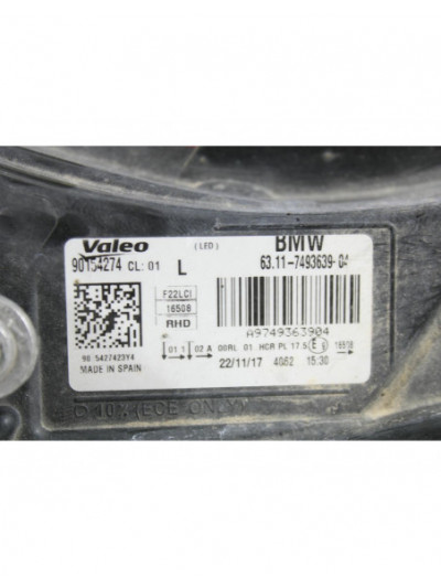 Recambio de faro izquierdo para bmw 2 coupé (f22, f87) 218 i referencia OEM IAM 7493639