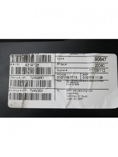 Recambio de guarnecido puerta delantera derecha para bmw x6 (f16) xdrive30d referencia OEM IAM 51417292116