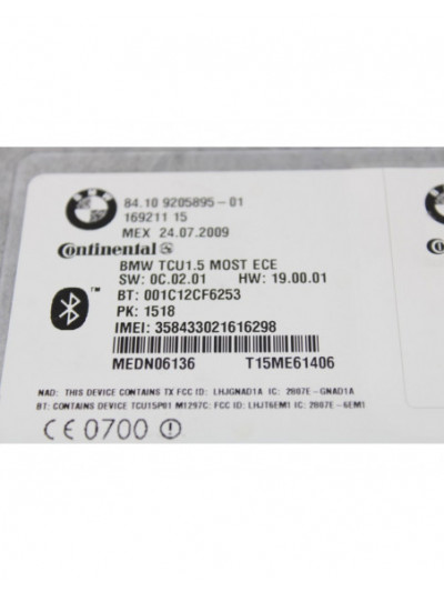 Recambio de centralita telefono para bmw x6 (e71) 3.0 turbodiesel cat referencia OEM IAM 84109205895