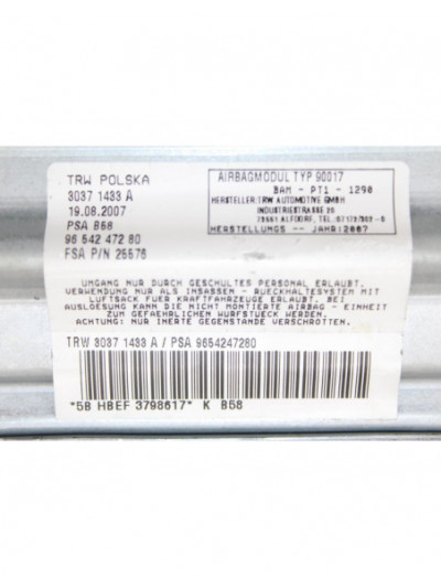 Recambio de airbag delantero derecho para citroën c4 grand picasso 2.0 hdi fap cat (rhr / dw10bted4) referencia OEM IAM 96542472