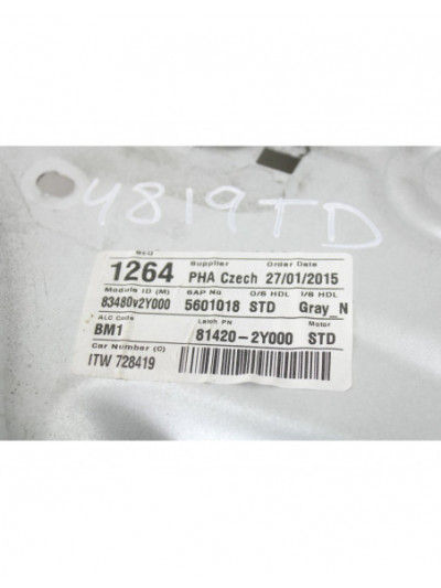 Recambio de elevalunas trasero derecho para hyundai ix35 (lm, el, elh) 1.7 crdi referencia OEM IAM 83480V2Y000