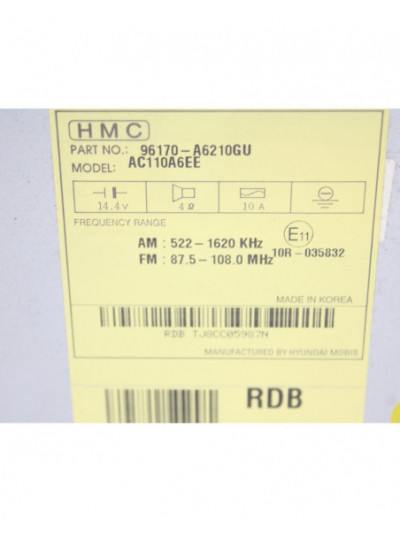 Recambio de sistema audio / radio cd para hyundai i30 (gd) style sport referencia OEM IAM 96170A6210GU