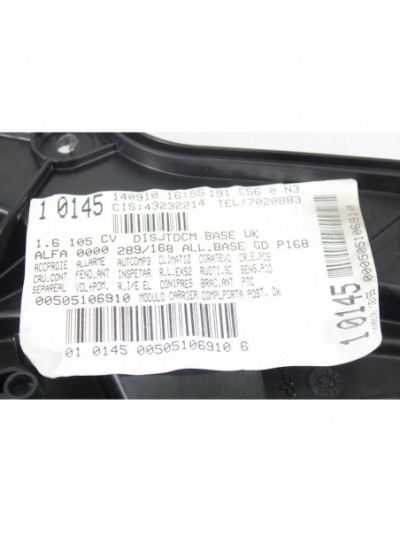 Elevalunas trasero derecho ALFA ROMEO GIULIETTA Sprint 2010