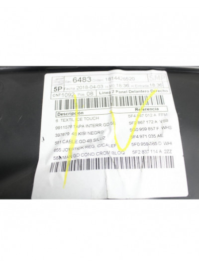 Recambio de guarnecido puerta delantera derecha para seat leon (5f1) 1.6 tdi referencia OEM IAM 5F4867012